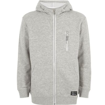 Boys grey zip-up hoodie